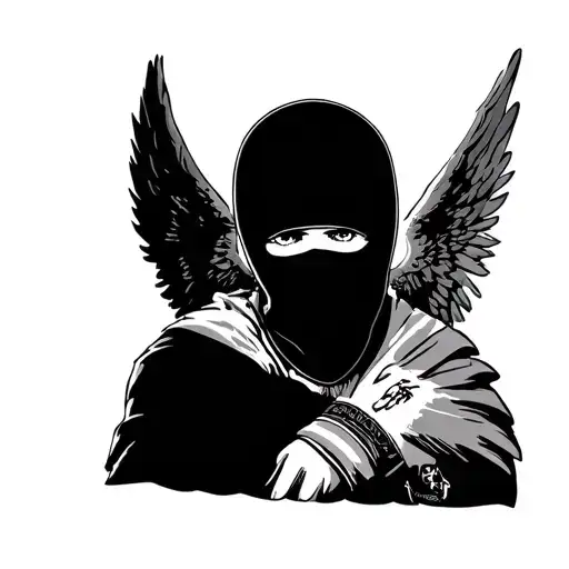 Angel With Ski Mask tattoo design idea
