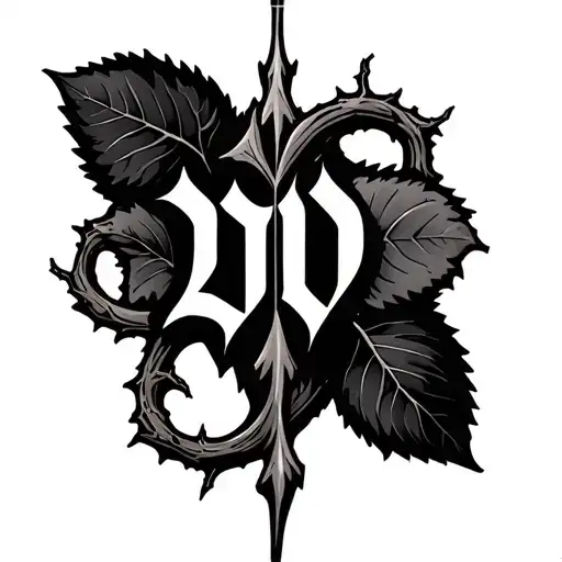 tatousis in greek calligraphy with vine and thorn bones tattoo design idea