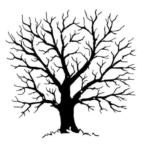 tree silhouette winter no leafs growing simple tattoo design idea