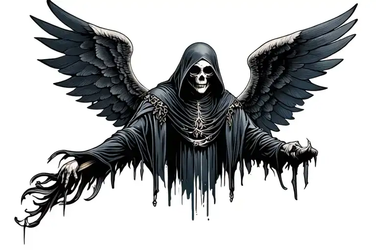 grim reaper with wings  tattoo design idea