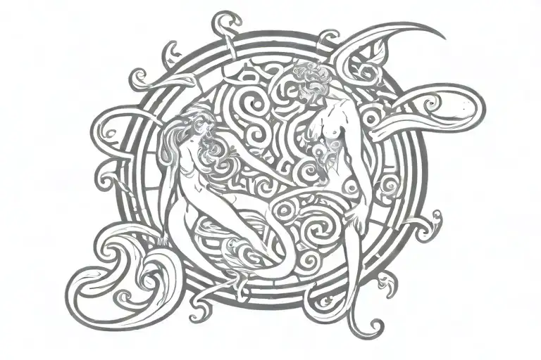 virgo and aquarius astrology sign entangled tattoo design idea