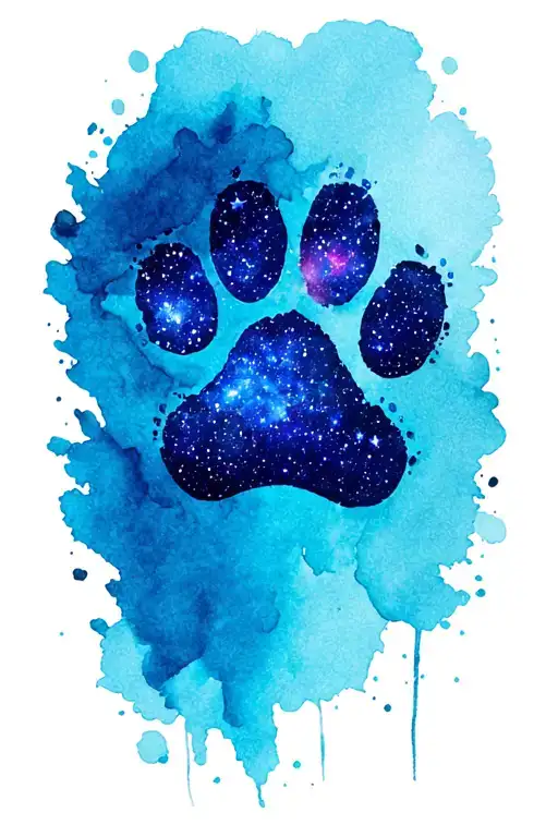 galaxy dog paw print inside tattoo design idea