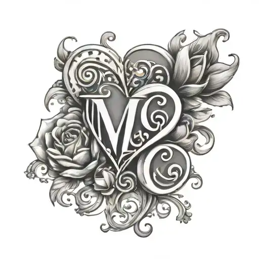 Using the initials "A, G and M" with love hearts  tattoo design idea
