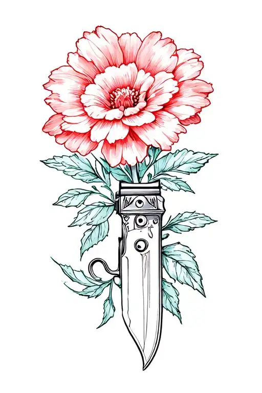 western gun card flower knife tattoo design idea