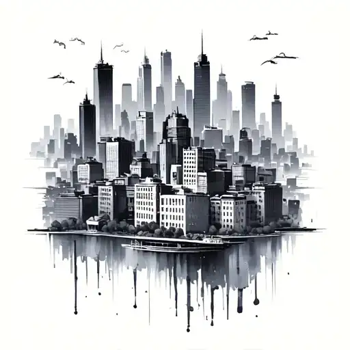 city scape tattoo design idea