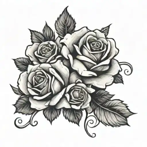 roses with pedal names incorporated tattoo design idea