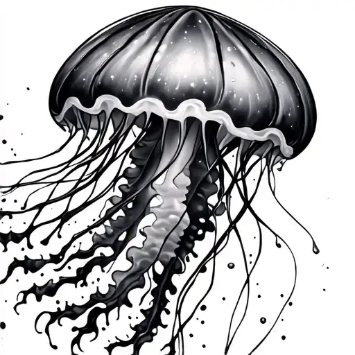Jellyfish in a splash ink style tattoo design idea