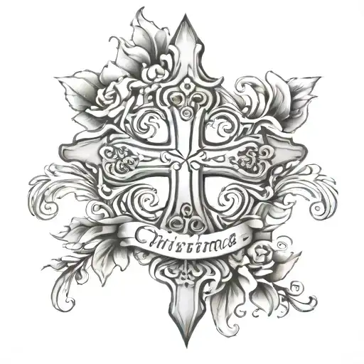cross with name Christina tattoo design idea