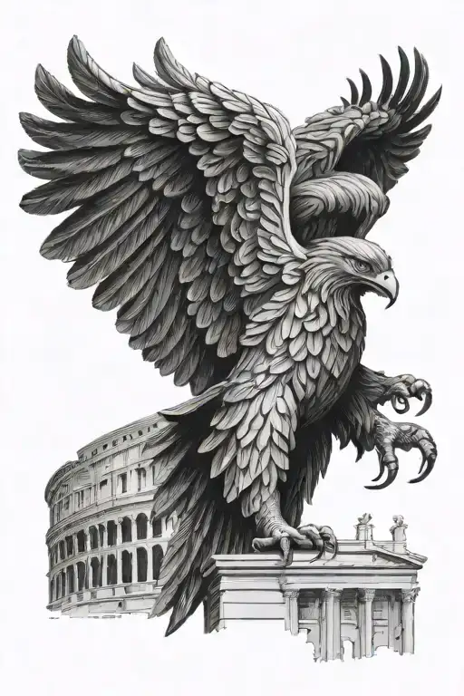 roman eagle and colesseum tattoo design idea