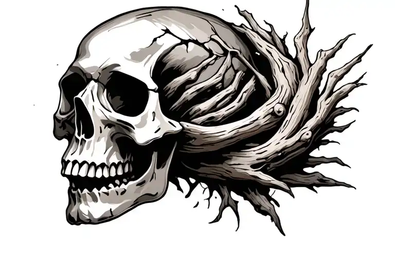 driftwood skull mix for arm tattoo design tattoo design idea