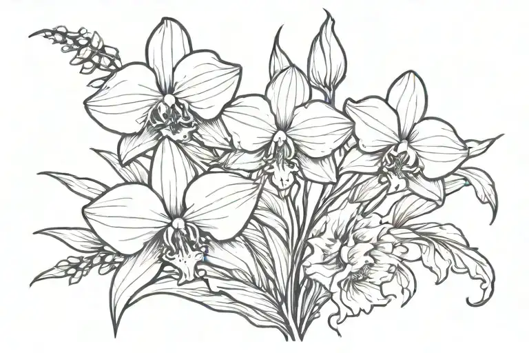 orchids sunflowers calla lily flower tattoo design idea