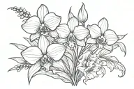 orchids sunflowers calla lily flower tattoo design idea