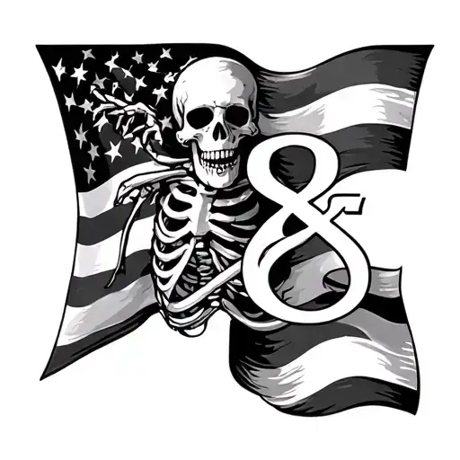 "S & O" family pride flag morphing half skeleton tattoo design idea
