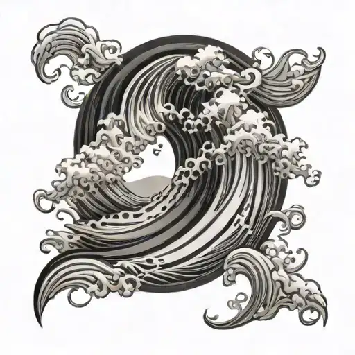 D wave line tattoo design idea