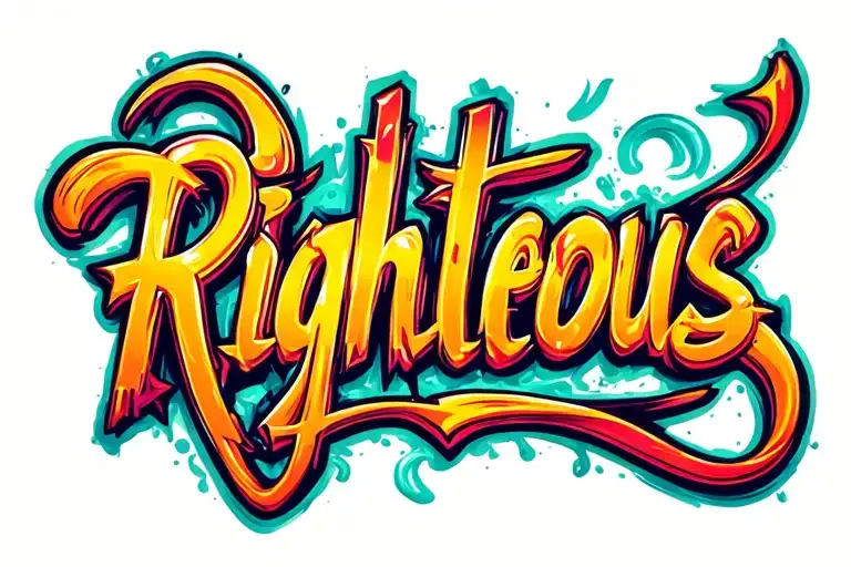 "Righteous" graffiti style font tattoo design idea
