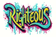 "Righteous" graffiti style font tattoo design idea