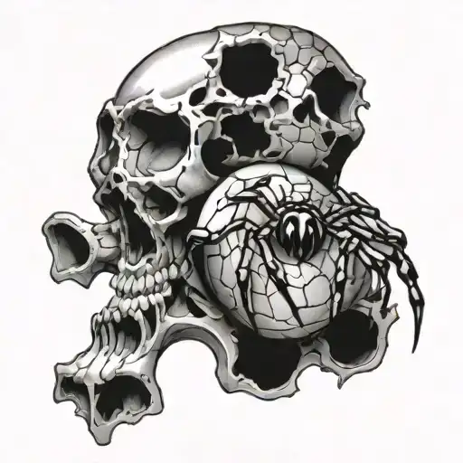 spider crawling out of a skulls eye tattoo design idea