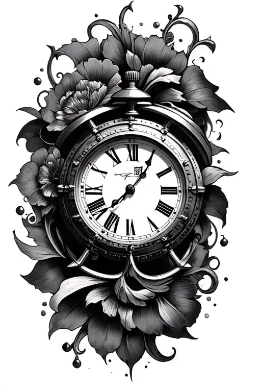 analog clock 5:27 tattoo design idea