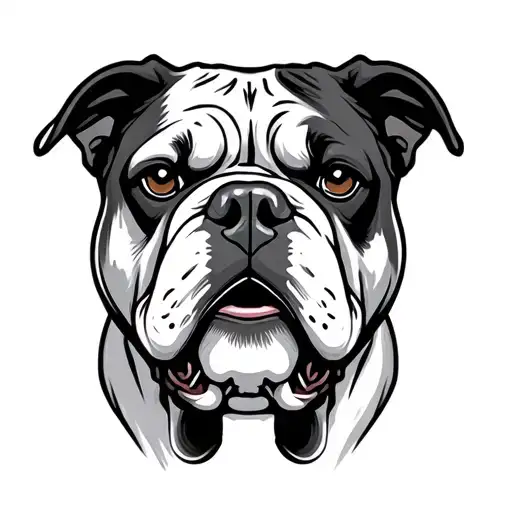 American bulldog head bones tattoo design idea