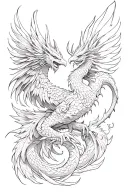 phoenix and dragon wrapped tattoo design idea