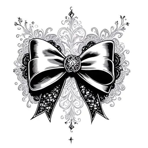 gothic bow tattoo with sparkles and lace like patterns tattoo design idea