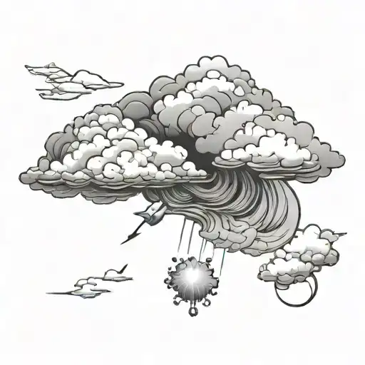 heavenly clouds floating tattoo design idea