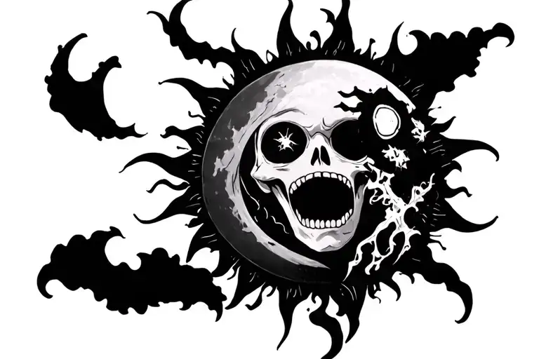soul eater moon and sun with death from the anime character tattoo design idea