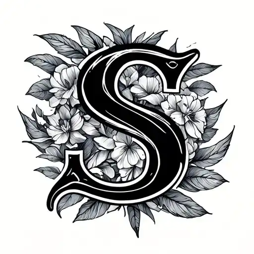 Word: “SchenJhie” in elegant cursive scriptStyle: Minimalist, pure black line artLetter S: Styled to visibly show a  tattoo design idea