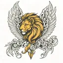 lion and wings tattoo design idea
