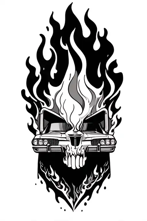 FIRE BY CARS tattoo design idea