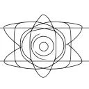 one triangle and one circle rotating around a sphere in 3d like a atom model tattoo design idea