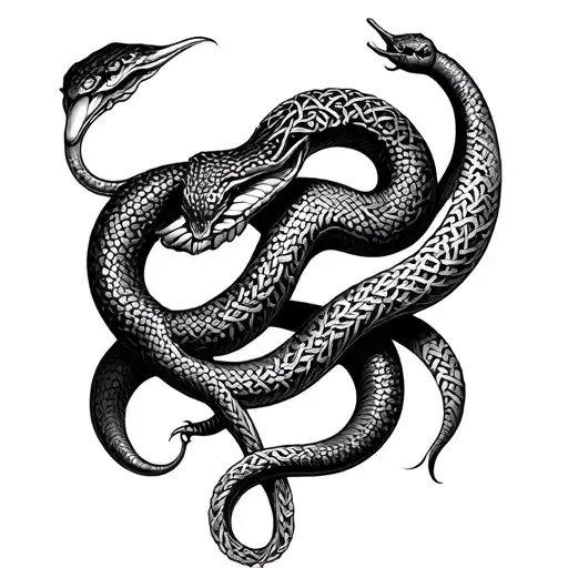 snake made with celtic knots tattoo design idea