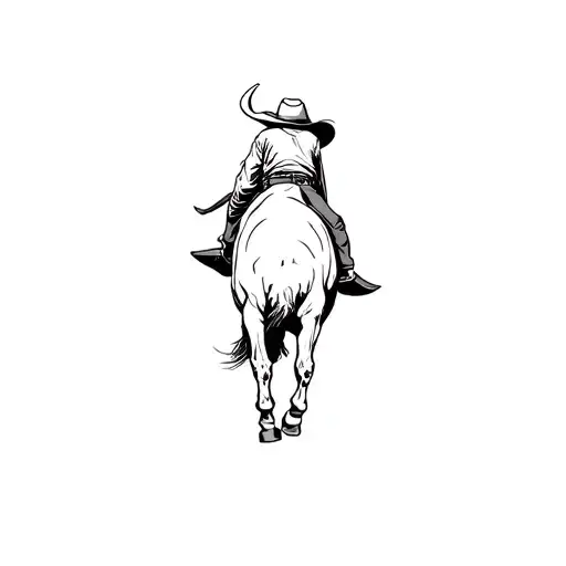 fine line bull rider tattoo design idea