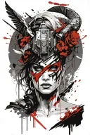 valkyrie  woman warrior tattoo design idea