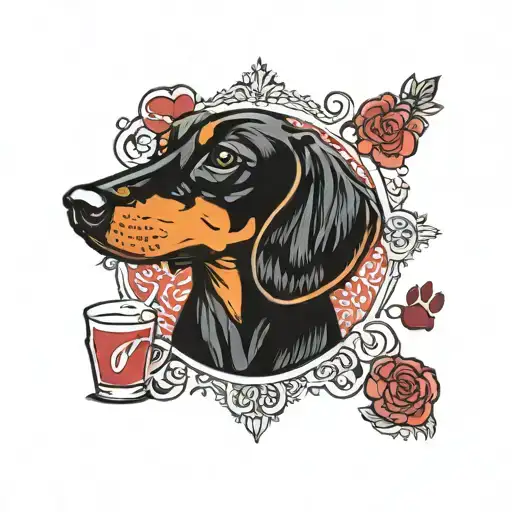 dachshund memorial tattoo short hair red soda pop paw print tattoo design idea
