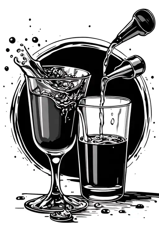Shaker, Stir Glas, bar spoon, bottle pouring tattoo design idea