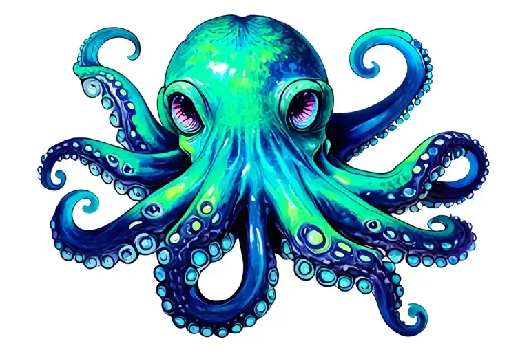 turquoise green blue octopus wrapped tattoo design idea