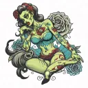 Zombie pin up girl tattoo design idea