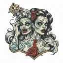 Zombie pin up girl tattoo design idea