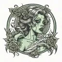 Zombie pin up girl tattoo design idea