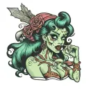 Zombie pin up girl tattoo design idea