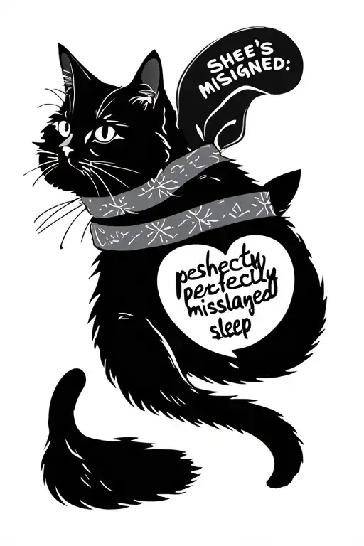"she's perfectly misaligned" sleep token band with cat tattoo design idea