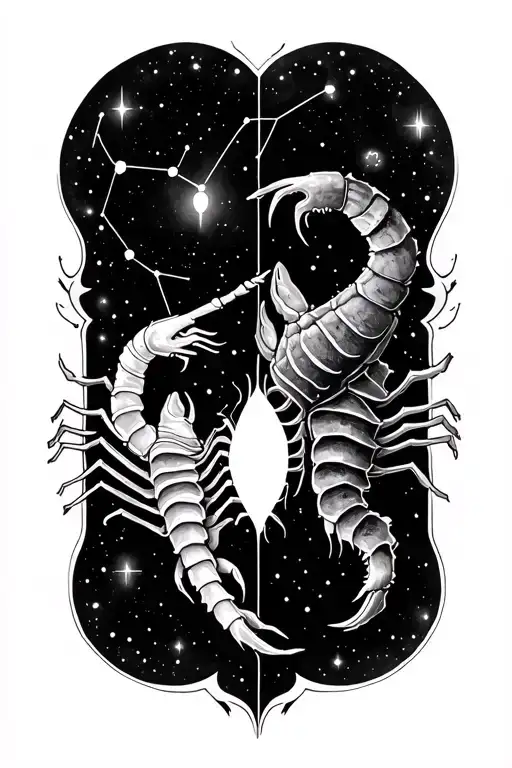 virgo and scorpio constellation tattoo design idea