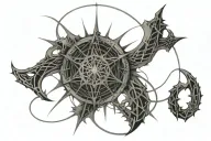 WEB OF WYRD WITH GUNGNIR THROUGH THE CENTER WITH 12-29 DATE INCORPORATED tattoo design idea