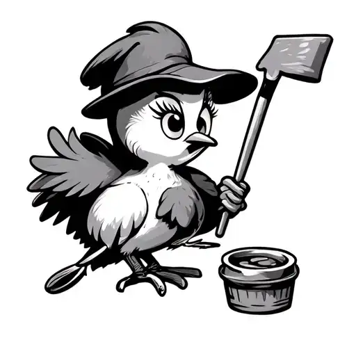 tweety bird with a painter outfit tattoo design idea