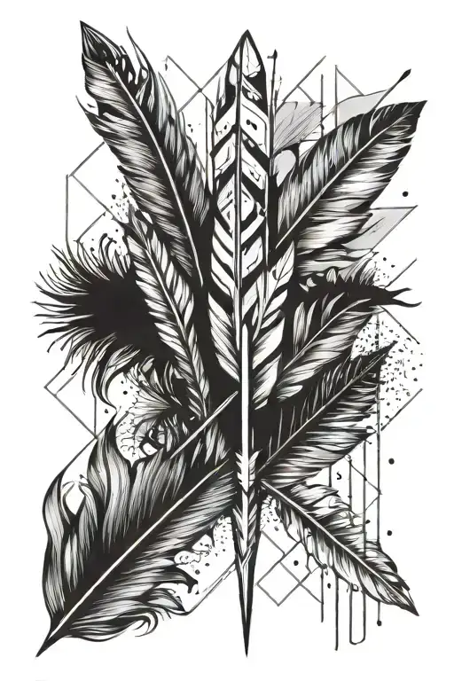 arrow dripping feather tattoo design idea