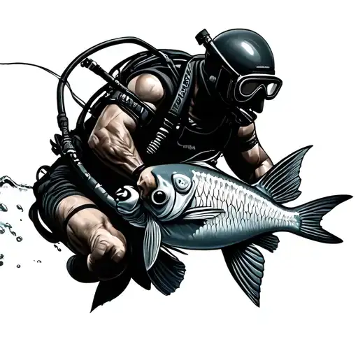 spearfishing diver tattoo design idea