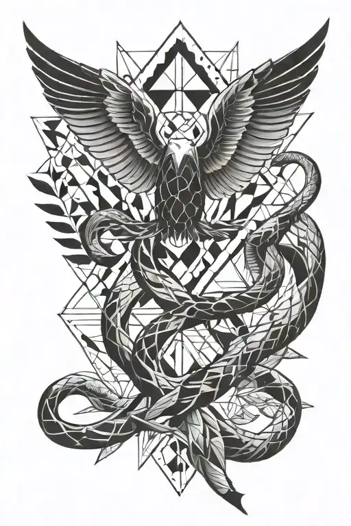 snake and dove tattoo design idea