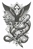 snake and dove tattoo design idea