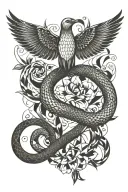 snake and dove tattoo design idea